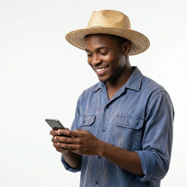 Farmer using phone