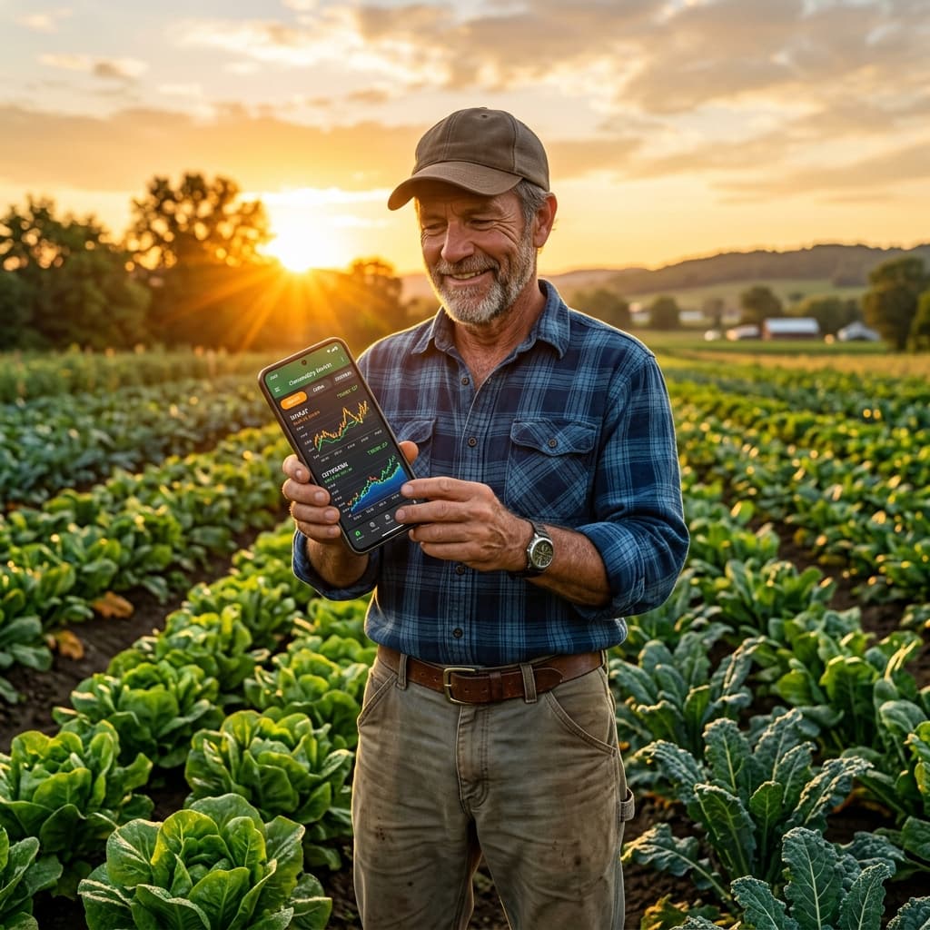 Farmer with crop intelligence data